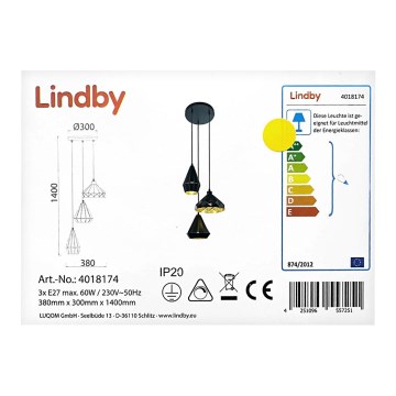 Lindby - Lühter 3xE27/60W/230V