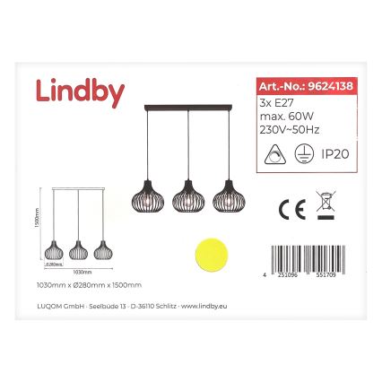 Lindby - Lühter FRANCES 3xE27/60W/230V