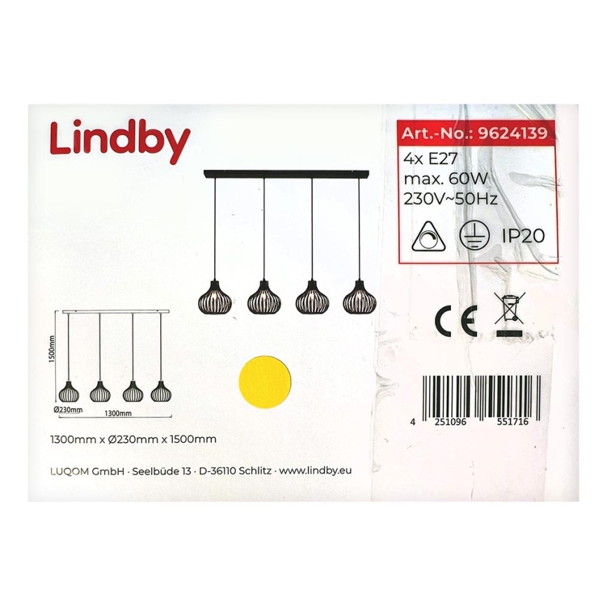 Lindby - Lühter FRANCES 4xE27/60W/230V