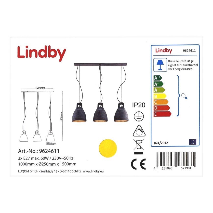 Lindby - Lühter IBU 3xE27/60W/230V