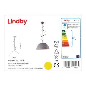 Lindby - Lühter JELIN 1xE27/60W/230V