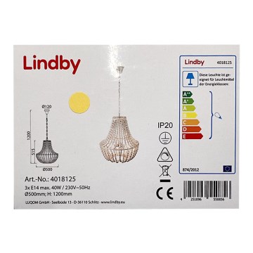 Lindby - Lühter JULIETTE 3xE14/40W/230V