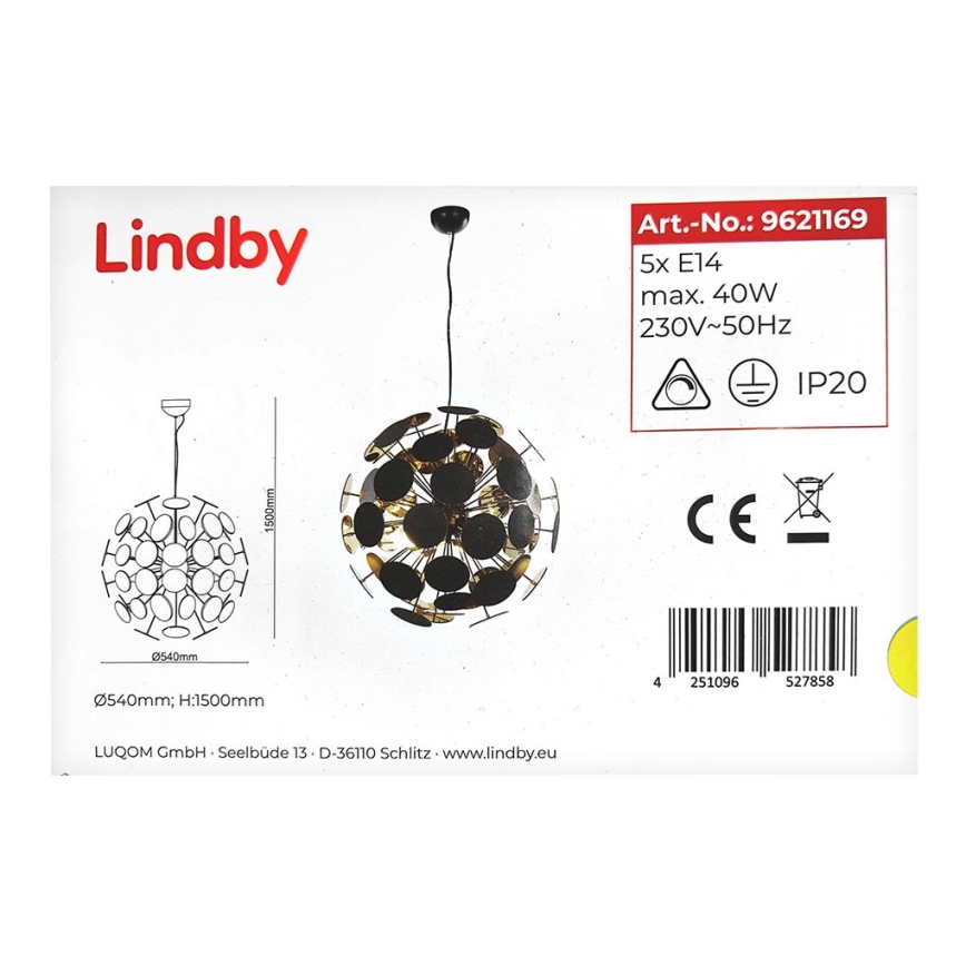 Lindby - Lühter KINAN 5xE14/40W/230V