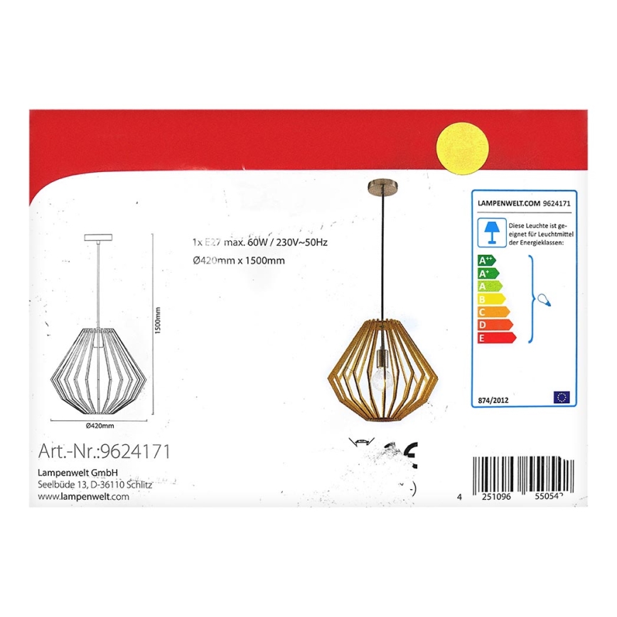 Lindby - Lühter SIGGIE 1xE27/60W/230V