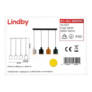 Lindby - Lühter TIRANE 4xE27/60W/230V