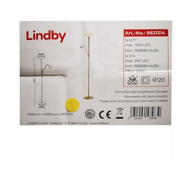 Lindby - Põrandalamp JOST 1xE27/10W/230V + 1xE14/5W