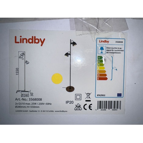 Lindby - Põrandalamp SHILA 2xGU10/25W/230V