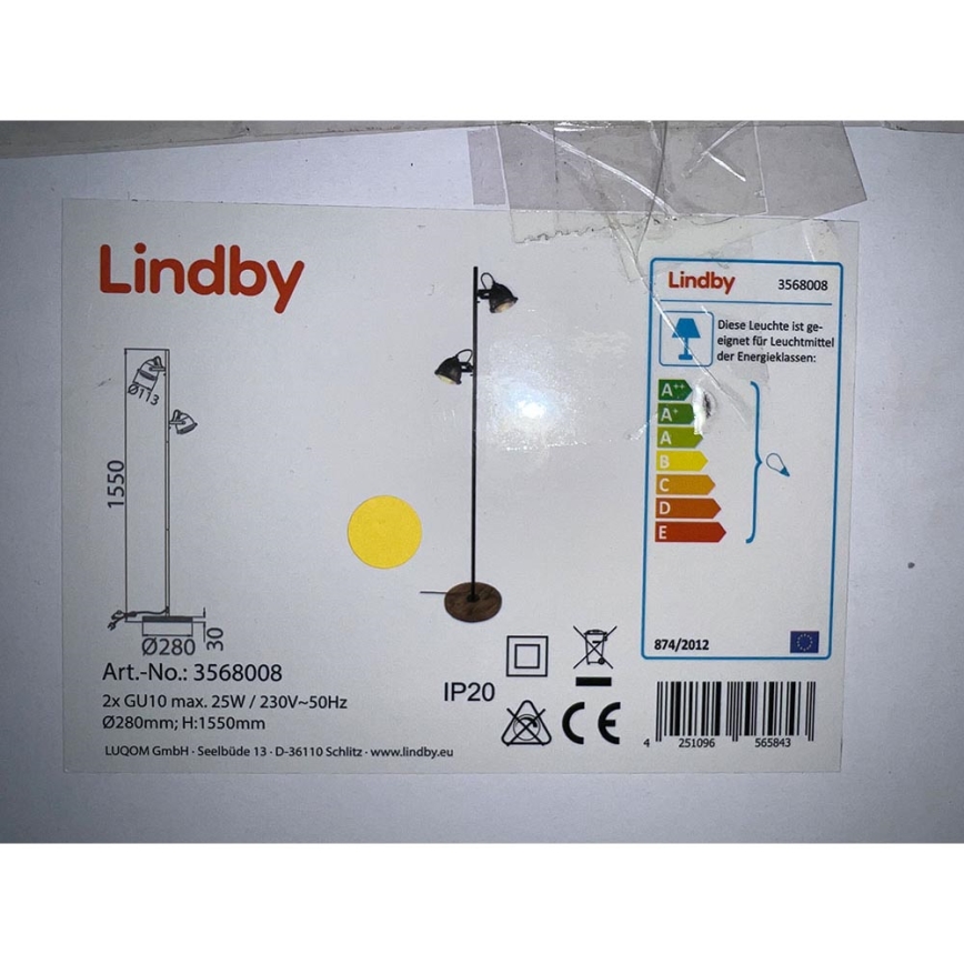 Lindby - Põrandalamp SHILA 2xGU10/25W/230V