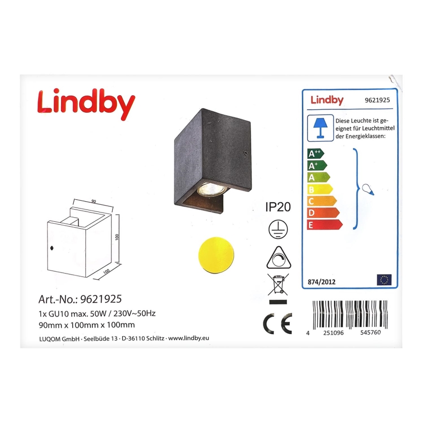 Lindby - Seinavalgusti GERDA 1xGU10/50W/230V