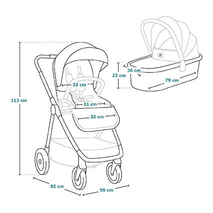 Lionelo - 2‑ühes kombineeritud jalutuskäru MERIL beež liiv