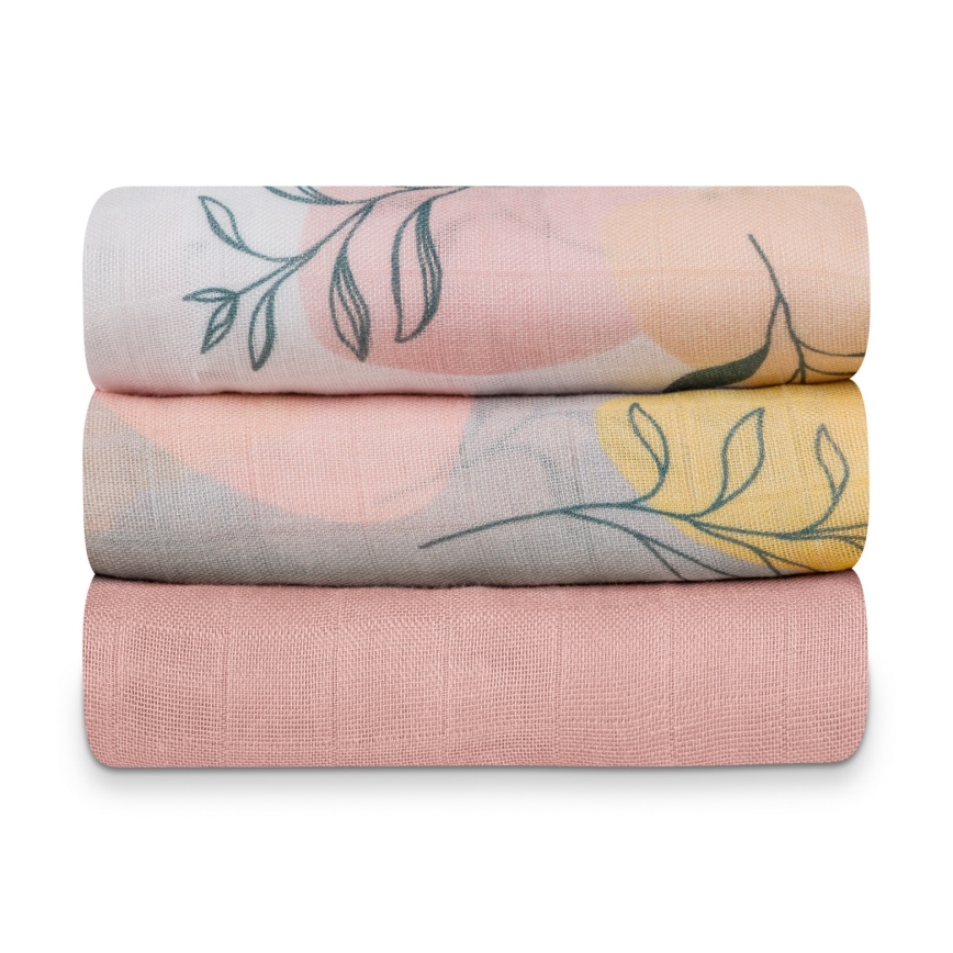 Lionelo - 3 bambusest mähkmeid BAMBOO SET 70x70 cm Leaf