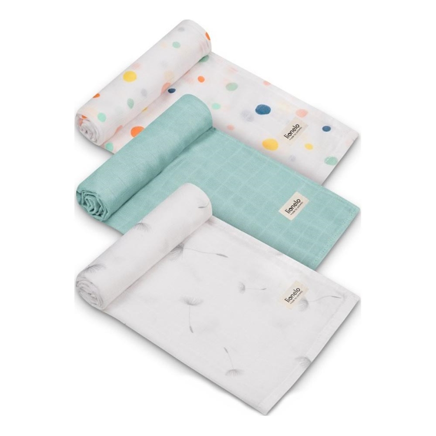 Lionelo - 3-osaline bambusest mähkimislappide komplekt BAMBOO SET 70x70 cm Dot