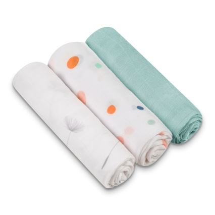 Lionelo - 3-osaline bambusest mähkimislappide komplekt BAMBOO SET 70x70 cm Dot