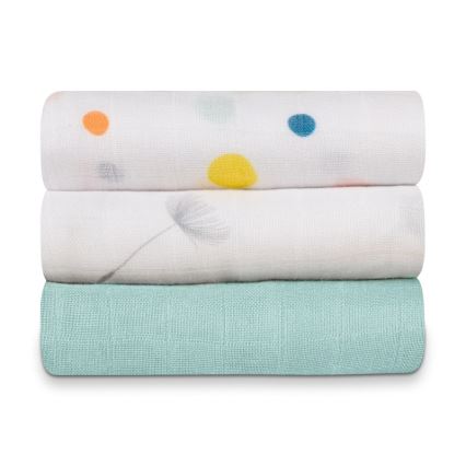 Lionelo - 3-osaline bambusest mähkimislappide komplekt BAMBOO SET 70x70 cm Dot