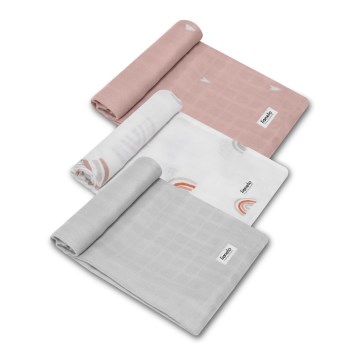 Lionelo - 3-osaline bambusest mähkimislappide komplekt BAMBOO SET 70x70 cm Rainbow