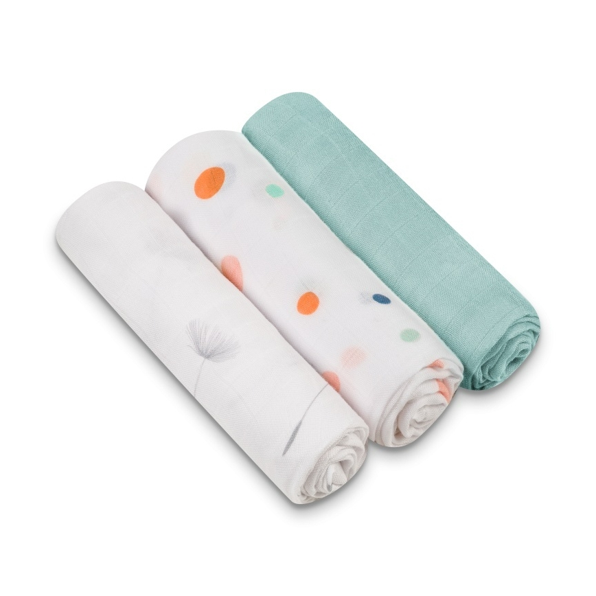 Lionelo - 3-osaline bambusest mähkimislinade komplekt BAMBOO SET 70x70 cm Dot