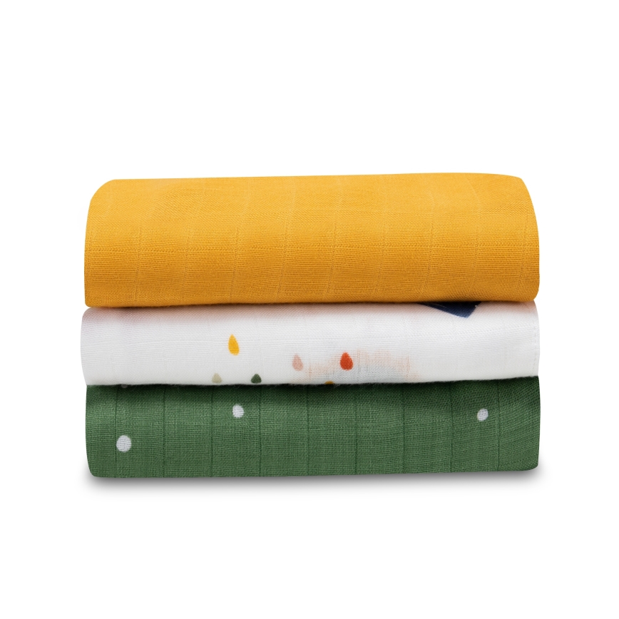 Lionelo - 3 tk bambusest mähkmed BAMBOO SET 70x70 cm Dino