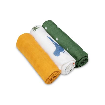 Lionelo - 3 tk bambusest mähkmed BAMBOO SET 70x70 cm Dino