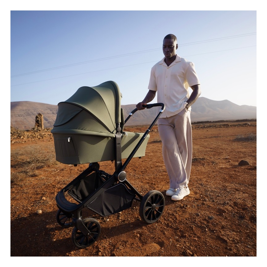 Lionelo - 3-ühes kombineeritud jalutuskäru MIKA PLUS oliiviroheline