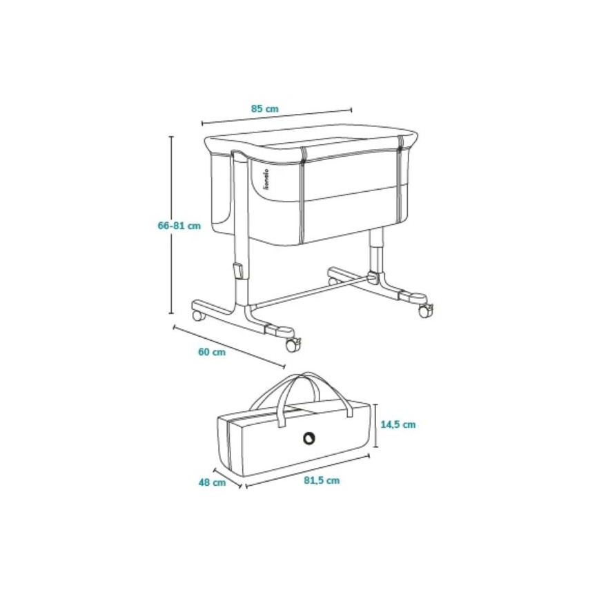 Lionelo - 3-ühes lastevoodi AURORA Hall grafiit
