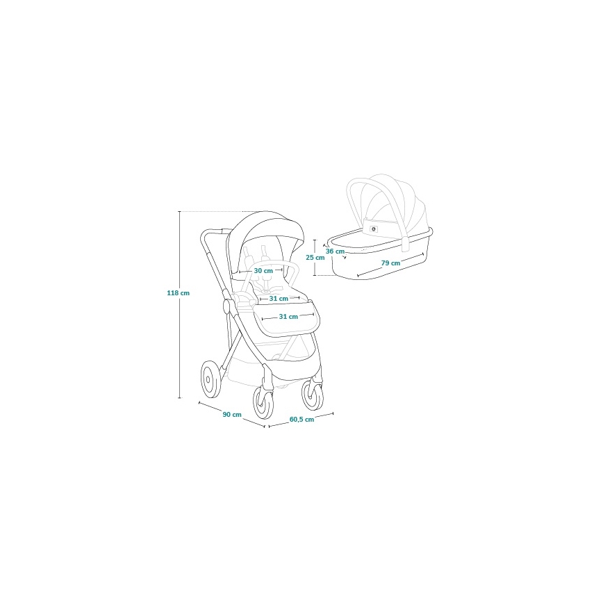 Lionelo - AMBER PLUS 2-ühes kombineeritud jalutuskäru Green Forest