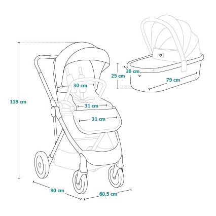 Lionelo - AMBER PLUS 2‑ühes kombineeritud vanker, liivane beež