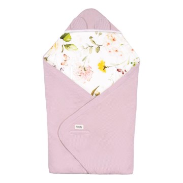 Lionelo - Auto teki TRAVEL SWADDLE 90x90 cm Pink Flower