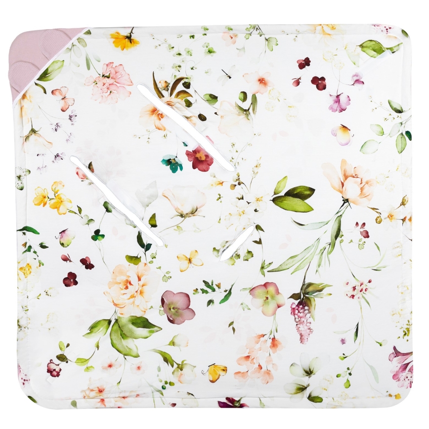 Lionelo - Auto teki TRAVEL SWADDLE 90x90 cm Pink Flower