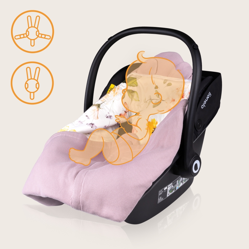 Lionelo - Auto teki TRAVEL SWADDLE 90x90 cm Pink Flower