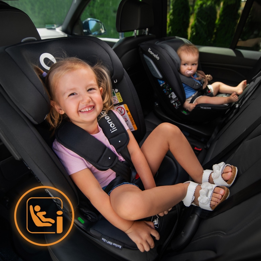 Lionelo - BASTIAAN i-Size alusega pööratav laste turvatool 40-150 cm Black Carbon