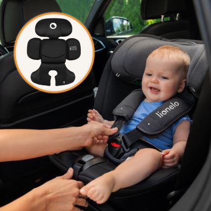 Lionelo - BASTIAAN i-Size alusega pööratav laste turvatool 40-150 cm Black Carbon