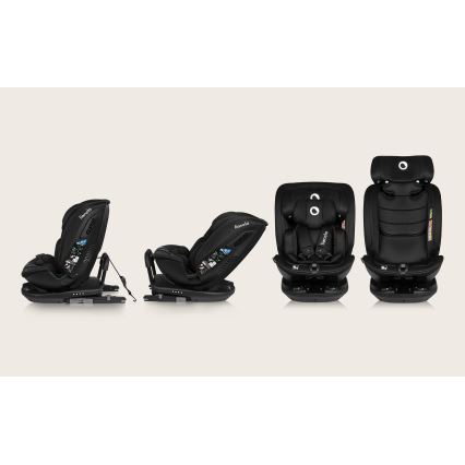 Lionelo - BASTIAAN i-Size alusega pööratav laste turvatool 40-150 cm Black Carbon