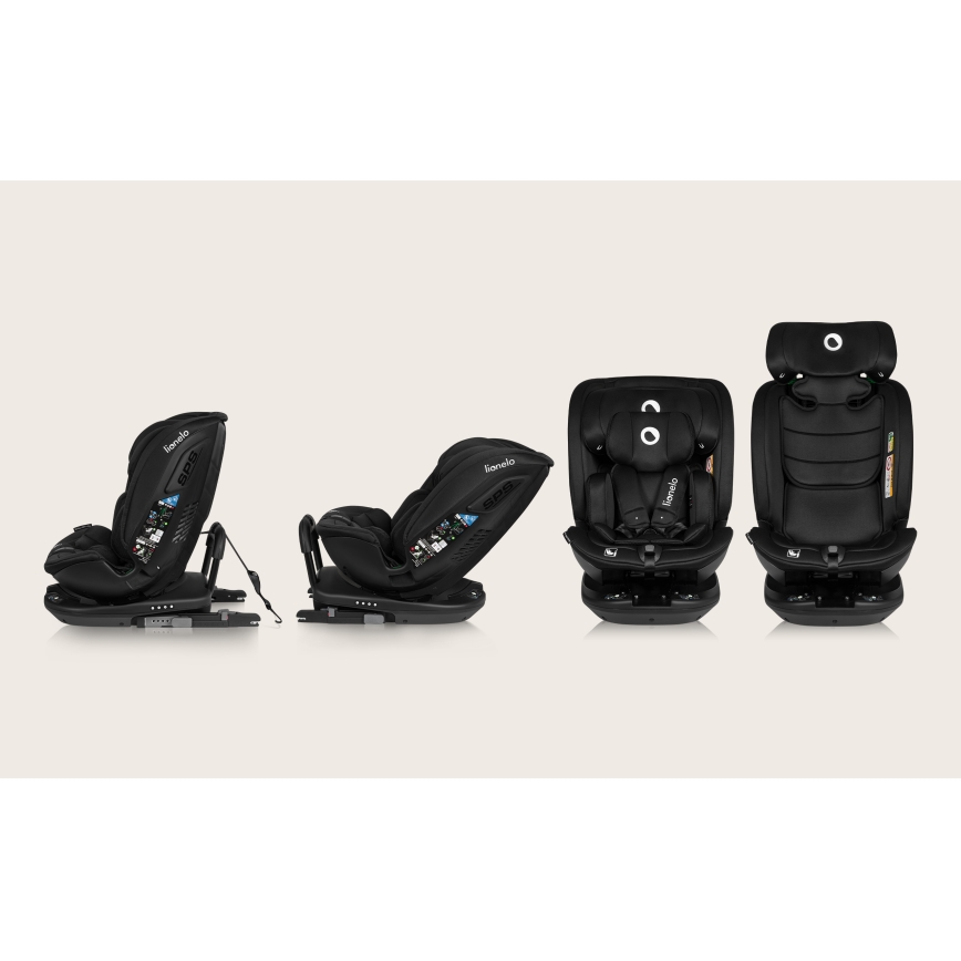 Lionelo - BASTIAAN i-Size alusega pööratav laste turvatool 40-150 cm Black Carbon
