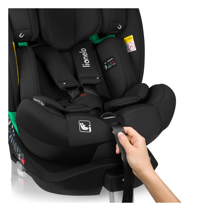 Lionelo - Turvatool alusega, pööratav BRAAM AIR i-Size 40-150 cm süsinikmust