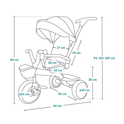 Lionelo - HAARI laste kolmeratas roosa/hall