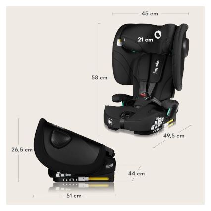 Lionelo - kokkupandav laste turvatool NELLY i-Size 76-150 cm Black Carbon