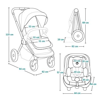 Lionelo - kombineeritud 3-ühes jalutuskäru LAYLA Roheline Mets