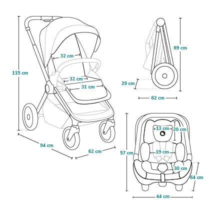 Lionelo - Kombineeritud 3-ühes lapsevanker LAYLA Black Onyx
