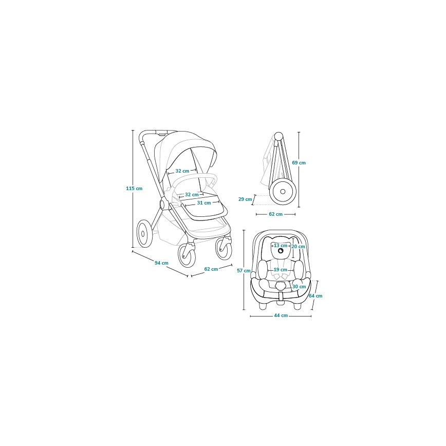 Lionelo - Kombineeritud 3-ühes lapsevanker LAYLA Black Onyx