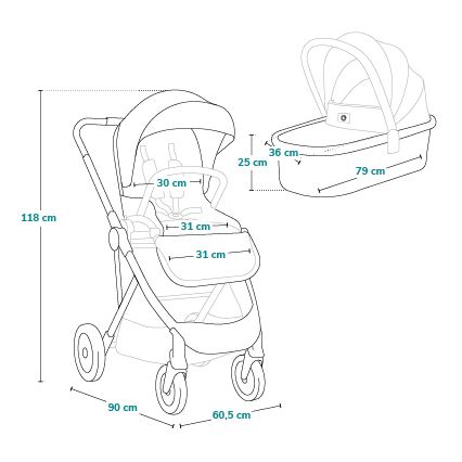 Lionelo - kombineeritud jalutuskäru 2‑ühes AMBER PLUS hall grafiit