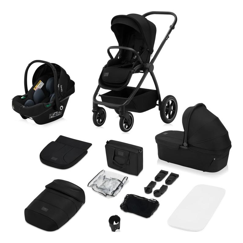Lionelo - Kombineeritud jalutuskäru 3-ühes MERIL Black Onyx