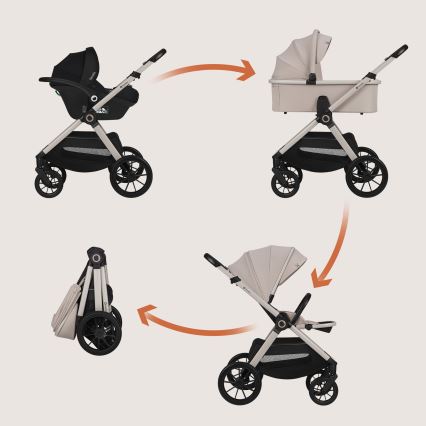 Lionelo - Kombineeritud jalutuskäru 3‑ühes LAYLA liivbeež