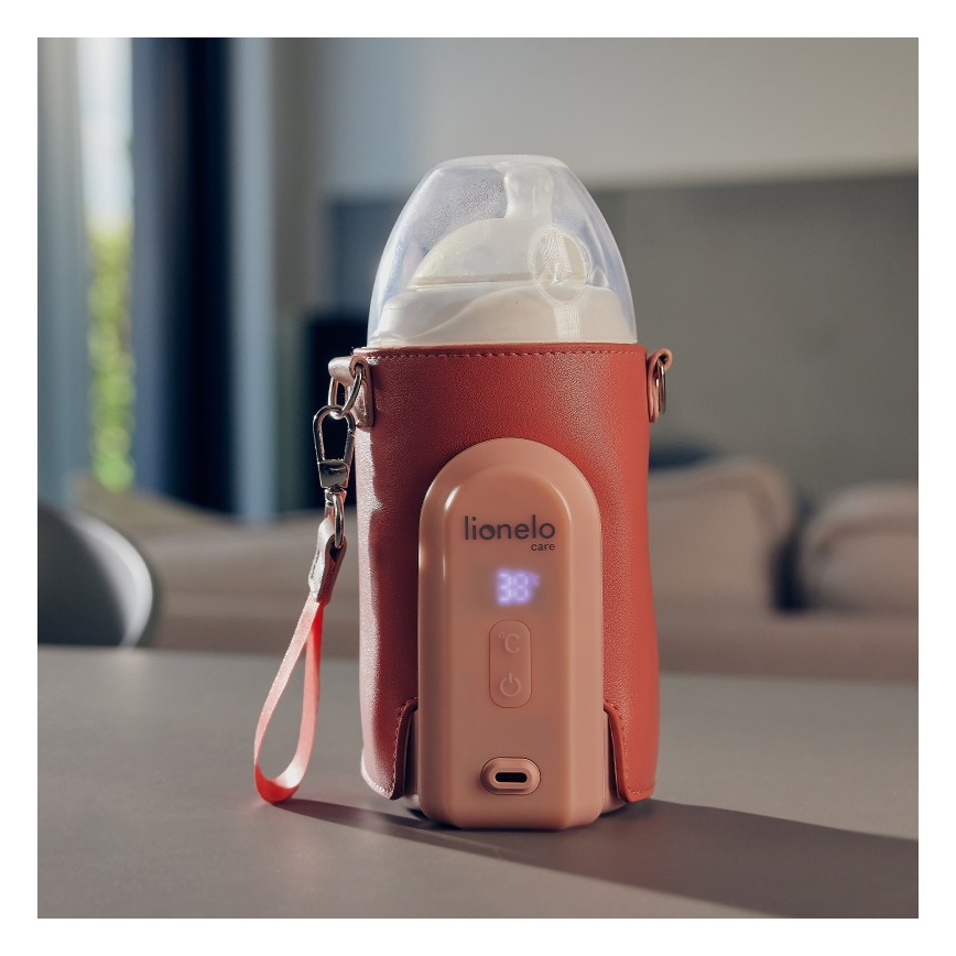 Lionelo - Laetav pudeli soojendaja THERMUP GO EVO 18W/5V roosa