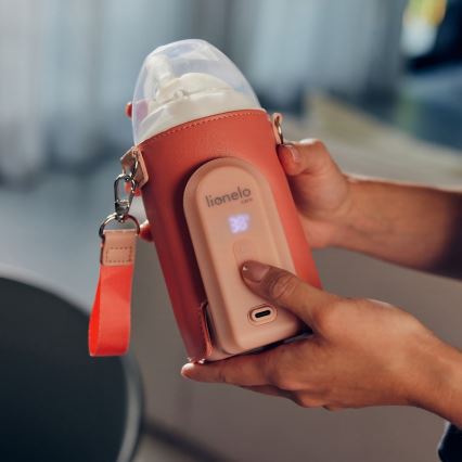 Lionelo - Laetav pudeli soojendaja THERMUP GO EVO 18W/5V roosa