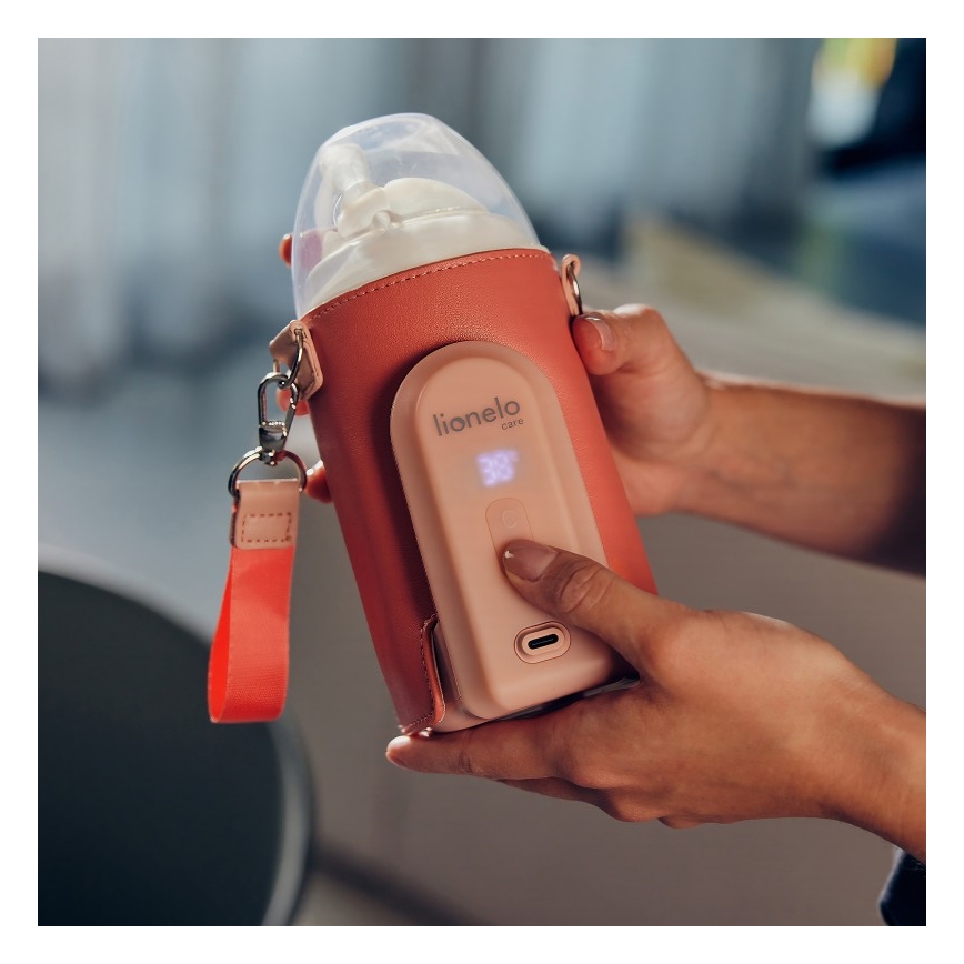 Lionelo - Laetav pudeli soojendaja THERMUP GO EVO 18W/5V roosa