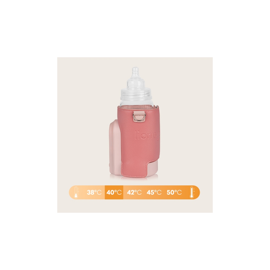 Lionelo - Laetav pudeli soojendaja THERMUP GO EVO 18W/5V roosa