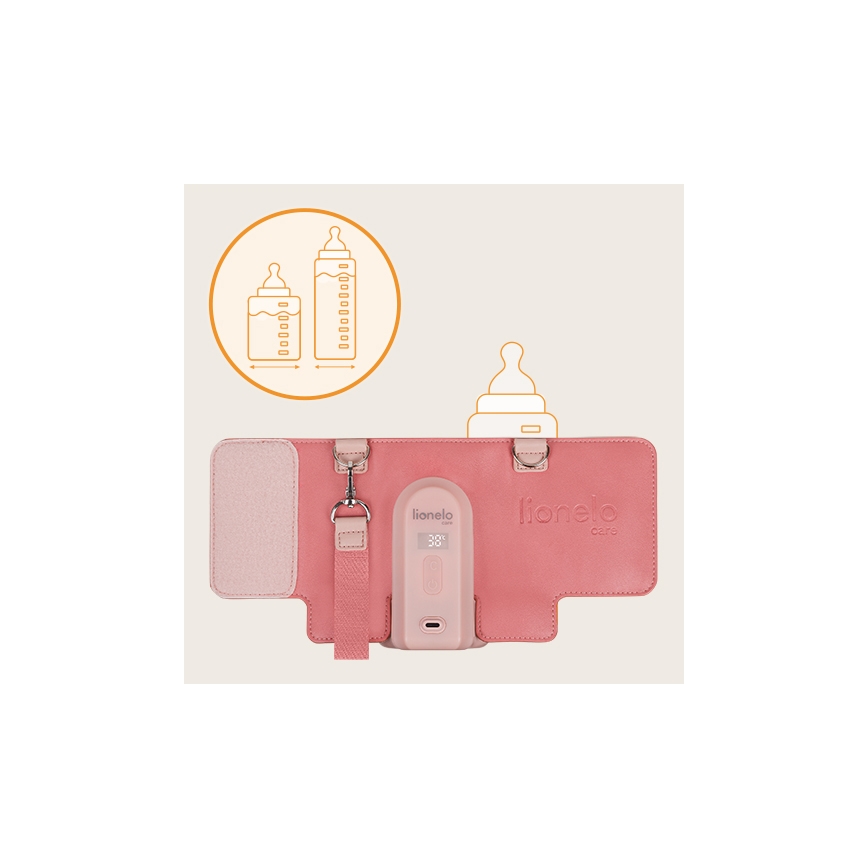 Lionelo - Laetav pudeli soojendaja THERMUP GO EVO 18W/5V roosa