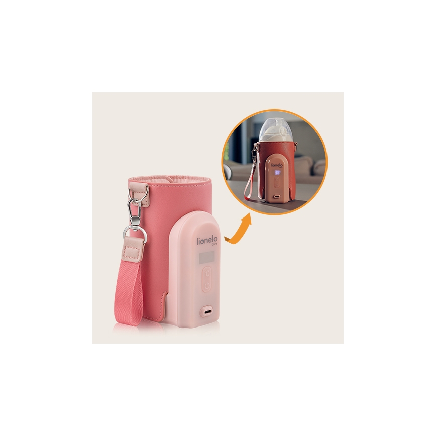 Lionelo - Laetav pudeli soojendaja THERMUP GO EVO 18W/5V roosa