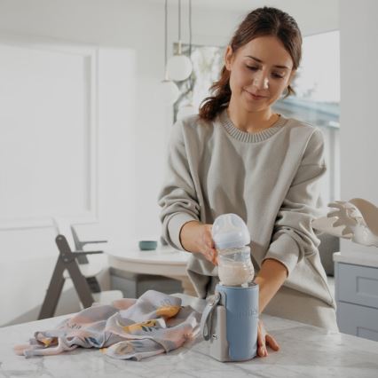 Lionelo - Laetav pudeli soojendaja THERMUP GO PLUS 10W/5V sinine/hall