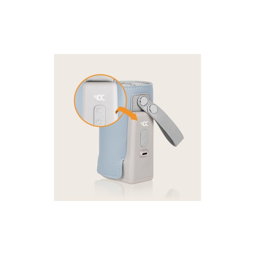 Lionelo - Laetav pudeli soojendaja THERMUP GO PLUS 10W/5V sinine/hall